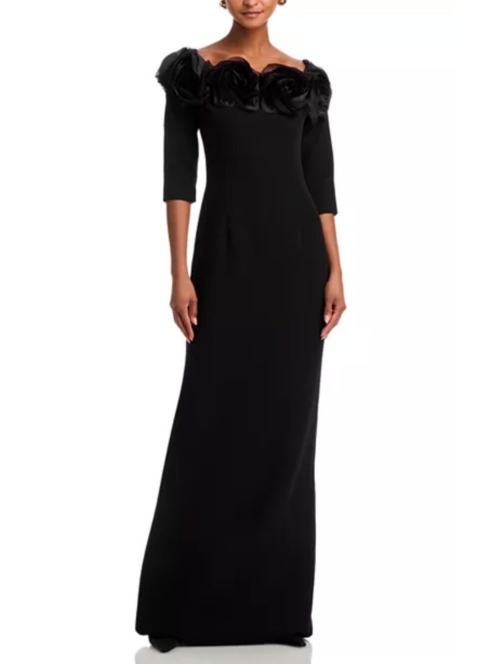 Teri Jon by Rickie Freeman $910 3D Flower Off Shoulder Sleeved Gown Size 10